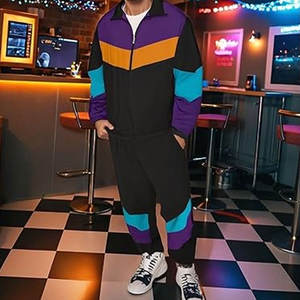 Conjunto Deportivo de los 90 para Hombre, Disfraz de Halloween, Chaqueta Cortavientos de los 70, Traje Deportivo de 2 Piezas, Moda Urbana Retro Hip Hop, Estilo Atlético - Product Image 2