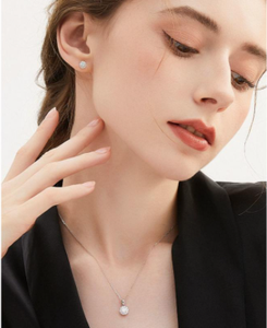 Collier pendentif personnalisé en or blanc 18 carats avec diamant de laboratoire de 6,5 mm, 1 carat, rond, brillant, solitaire, bijoux pour femmes - Product Image 3