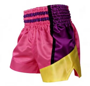 Shorts MMA unisexes orange, imprimé floral géométrique bleu, sublimation, polyester/coton, séchage rapide, arts martiaux mixtes - Product Image 3