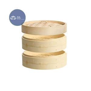 VENTE CHAUDE Cuiseur vapeur en bambou durable à 2 niveaux avec couvercle en verre intégré – Vente en gros - Product Image 1