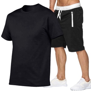 Nouveau été couture couleur Sport Fitness Streetwear hommes manches courtes T-Shirt + pantalon 2 pièces t-shirt ensembles respirant - Product Image 4