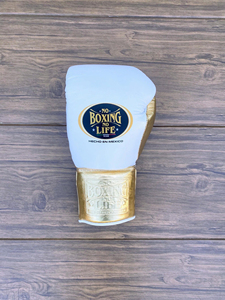 RTS Wholesale Price High Quality Design No Boxing No Life Boxing Gold & White <b>Gloves</b> Genuine <b>Leather</b> Cowhide Skin Sparring <b>Glove</b> - Product Image 1