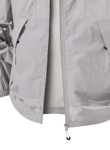 Conjunto de Chaqueta y Pantalones Cortos con Capucha y Cordón Ajustable, Unisex, Ligero, de Color Sólido, Cortavientos Casual de Otoño, Manga Larga, Bolsillos Laterales, Poliéster - Product Image 6