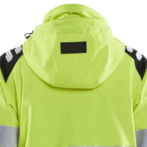 Nouvelle veste de travail haute visibilité jaune néon 2026 avec capuche et bandes réfléchissantes argentées - Product Image 5