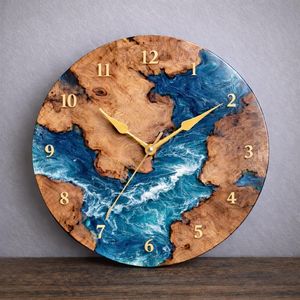 Handmade Epoxy Resin Wood Wall <b>Clock</b> Ocean Style Wooden <b>Clock</b> <b>Large</b> 50 cm Wall <b>Clock</b> Modern Home Decor Unique Gift - Product Image 6