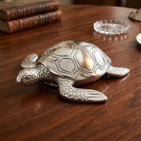 Figurine de tortue en métal, sculpture de tortue, statue d'animal en métal moulé pour décoration de table, décoration de fête