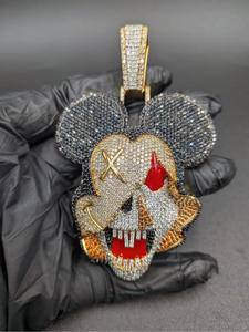 Colgante de figura de dibujos animados con la letra N, cadena de joyería hip hop totalmente engastada con diamantes de moissanita. - Product Image 3