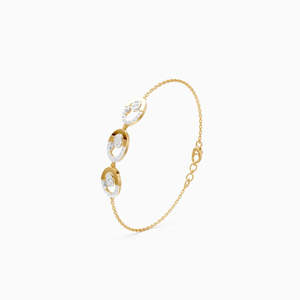 Daily Wear Lab Grown Diamond Allure Marquise Link <b>Bracelet</b> 0.43 Ct In 9K Yellow White And Rose Gold - Product Image 2