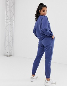 Conjunto Deportivo de 2 Piezas para Mujer, Azul, Poliéster, Estampado, Cuello Redondo, Manga Larga, Corte Regular, Pantalones con Cordón, Color Sólido, Casual - Product Image 2