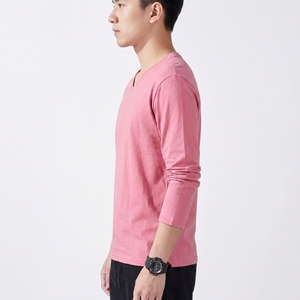 T-shirt en coton pour homme à col rond et manches longues, moderne, confortable, léger, doux, formel, respirant, coupe ample, fabrication OEM - Product Image 6