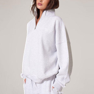 Custom Embroidered Logo High Quality Soft Fleece Drop Shoulder Plain Sport <b>Jumpers</b> High Neck Quarter Zip <b>Pullover</b> Oversized - Product Image 1