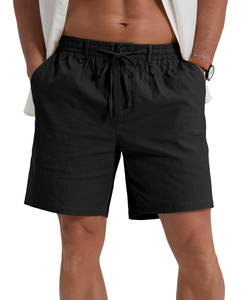 Shorts décontractés en coton tricoté pour hommes, taille élastique avec cordon de serrage, shorts de plage d'été, shorts personnalisés avec logo, fournisseur en gros - Product Image 1