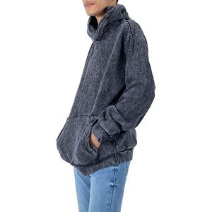 Sudadera con capucha y cremallera para hombre, personalizada, con lavado ácido, efecto desgastado, apliques, parches y bordados, estilo vintage, al por mayor - Product Image 4