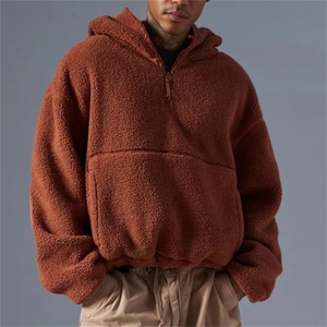 Sweat-shirt sherpa ample personnalisé, sweat à capuche polaire demi-zip, cagoule ninja avec masque, sweat-shirt sherpa pour homme en gros - Product Image 2