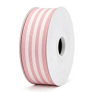 Cinta Grosgrain de 38mm Rosa y Blanca con Rayas Multicolores al por Mayor para Accesorios para el Cabello, Envoltura Decorativa, Manualidades y Decoración de Empaques - Product Image 1