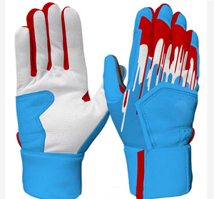 CLASSICAL TRENDS Blue Microfiber Batting <b>Gloves</b> Hook Loop Closure Breathable Padded Pull Unisex Adult Ambidextrous Training <b>Knit</b> - Product Image 2