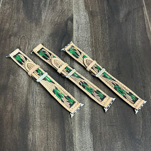 Luxury Hand Tooled Leather High Quality Metal Clasp Custom OEM Vintage Genuine Leather Watch <b>Strap</b> Smart Watch Replacement Band - Product Image 5