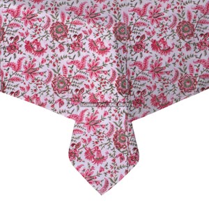 Beautiful Floral Design Hand Block Printed Eco-Friendly <b>Square</b> Table Cloth for Outdoor Parties & Banquet Customized Block Print - Product Image 6