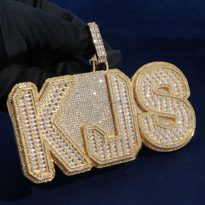 จี้ตัวอักษรประดับเพชร925สีเงินสเตอลิงสไตล์ฮิปฮอปเพิ่มความคมชัดระดับ VVS สำหรับงานปาร์ตี้เคลือบทอง - Product Image 3