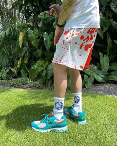กางเกงขาสั้นลำลองเอวยางยืดพิมพ์ลายสีแดงขาวสำหรับผู้ชาย กางเกงกีฬาผ้าถักระบายอากาศได้ดี - Product Image 6