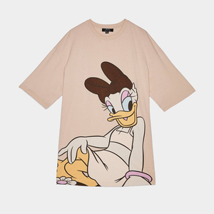 Camiseta Oversize para Mujer, de Algodón, con Estampado de Personajes, Cuello Redondo, Corte Holgado, Informal, para Primavera/Verano, Manga Corta - Product Image 3
