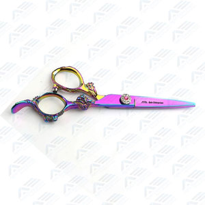Ciseaux de coiffure professionnels pour barbier, instruments de beauté, ciseaux de coupe de cheveux de qualité supérieure avec manche décalé et logo pour salon - Product Image 4