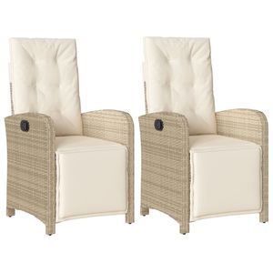 Juego de 2 sillas reclinables de jardín en color beige y blanco crema para muebles de patio - Product Image 2
