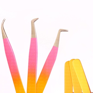 Ensemble de pinces à épiler en acier japonais avec pointes argentées Extension de cils longs naturels Pince à épiler à poignée unie pour professionnel et débutant - Product Image 1