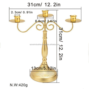 Bras fer métal bougeoir décoration de la maison mariage Table centres de table élégant décor de table bougeoir - Product Image 4