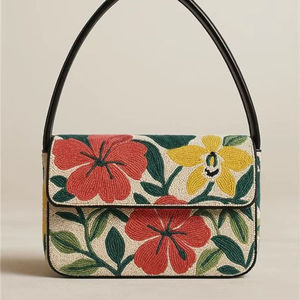 Bolso de Mano Artesanal de Lujo con Cuentas de Cristal Indias, Asa Tipo Baguette Colorida, Duradero, Accesorio de Moda Diaria, Bolso Tote - Product Image 5