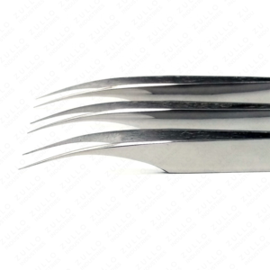 Custom Label Silver Series Stainless Steel Eyelash Tweezers Curved Volume Lash Tweezer Precision Extension <b>Tool</b> Kit - Product Image 2