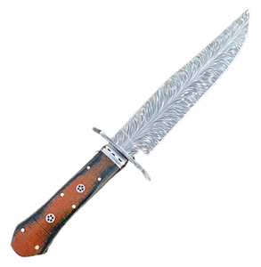 Cuchillo de Caza Premium de Acero Damasco con Hoja Fija, Hecho a Mano, Mango de Madera, Funda de Cuero, Venta al por Mayor - Product Image 1