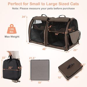 Trasportino per animali a doppio scomparto con 2 amache rimovibili attrezzatura da viaggio di alta qualità per i tuoi amici pelosi - Product Image 5