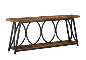 Mesa Consola Moderna de Madera con Estructura Metálica y Base de Trípode, Mueble de Sala de Estar con Almacenamiento, Diseño Industrial - Product Image 5