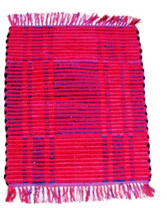 Handmade Striped Kilim Area Rug <b>Red</b> Purple <b>Wool</b> Acrylic Flat Pile Rectangle Living Room Decor Spot Clean - Product Image 1