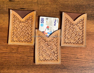 เคสใส่บัตรเครดิตทรงสี่เหลี่ยมผืนผ้าหนังถือด้วยมือขนาดเล็กน่ารักแบบตะวันตก - Product Image 3