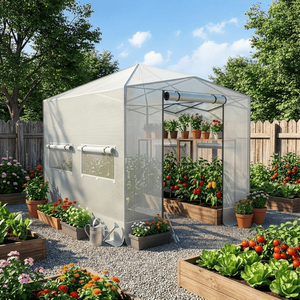 Serra Pieghevole 8x12ft in Plastica con Tubi in Ferro Verniciato e Rete in PE, Bianca, per Giardino - Product Image 6