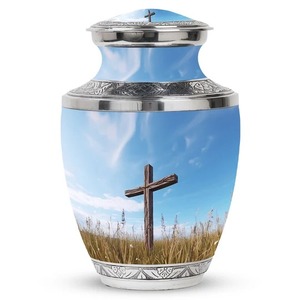 Urna Funeraria Clásica Azul Real para Cenizas Humanas de Adultos, Urna Decorativa Grande de Aluminio con Bolsa Gratis - Product Image 6