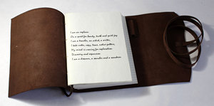 Carnet en cuir brun rigide avec 3 rabats de fermeture, 150 feuilles, avec carte, poème de voyage imprimé à l'intérieur, carnet en cuir - Product Image 5