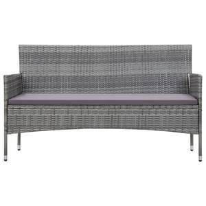 Canapé de jardin 3 places en rotin PE gris avec structure en acier et tissu polyester, mobilier d'extérieur confortable - Product Image 2