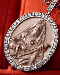 Rose <b>Gold</b> Plated 18K <b>Solid</b> <b>Gold</b> Religious Jesus <b>Pendant</b> With Moissanite And Diamond Bezel Setting Oval Relief Charm For - Product Image 3