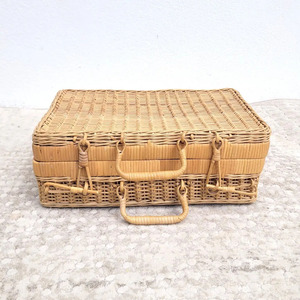 Designer suitcase for decoration and storage bohemian vibe rattan <b>briefcase</b> picnic camping basket - Product Image 5