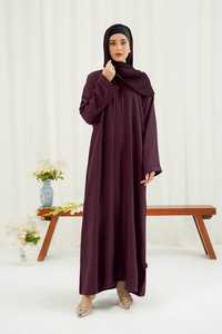 Modern Trendiness <b>Abaya</b> Modest Muslim Women Plus Size Floor Length V Neck Anti-Wrinkle Seamless Waist Tie Button Details Work - Product Image 3