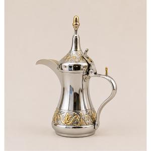 Cafetera Árabe Dallah de Acero Inoxidable, Tetera Tradicional de Oriente Medio para Uso en Hoteles, Diseño Repujado Chapado en Oro, Cafetera Gahwa - Product Image 1