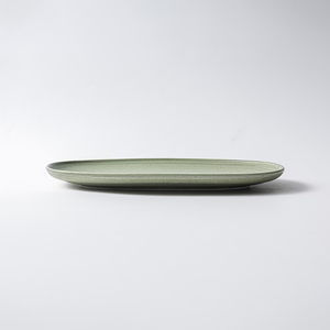 Assiettes ovales en porcelaine vert <span class=keywords><strong>pois</strong></span>, finition mate, style estival, design le plus récent 2026, pour événements traiteur, en céramique, pour servir des plats rafraîchissants - Product Image 4
