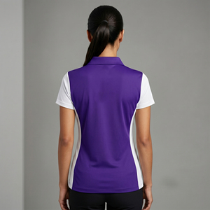 Women's Purple <b>White</b> Polo Shirt Short Sleeve Casual Polo <b>Tee</b> 100% Polyester Turn Down Collar <b>Tee</b> Regular Fit Polo Shirts Ladies - Product Image 2