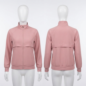 Premium 280 GSM Polyester Spandex Women Scrub <b>Jacket</b> Dusty <b>Pink</b> Full Zip Raglan Sleeves Custom Embroidered Logo Wear Men <b>Jacket</b> - Product Image 1