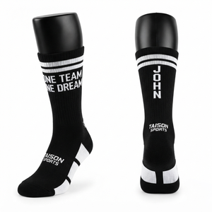 Premium 320 GSM Wool/Spandex Lacrosse <b>Socks</b> Quick Dry Breathable <b>Black</b> White Custom Jacquard Knit Logo - Product Image 1