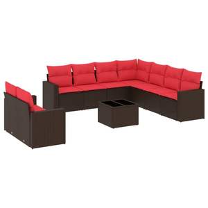 Juego de sofás de patio de ratán sintético marrón de 10 piezas con cojines, conjuntos de jardín - Product Image 2