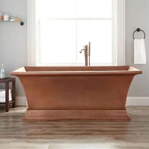 Bañera Ovalada Independiente de Cobre con Acabado Antiguo Moderno sin Tapa para Baño en Casa - Product Image 4